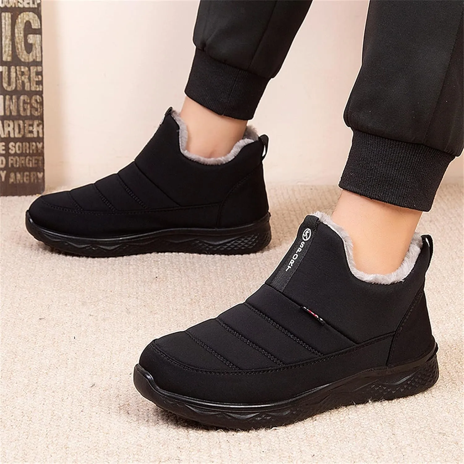 Women's Wide Snow Boots Waterproof Insulated Womens Slouched Boots Winter Knee High Fall Wide Calf Flat Cuff Shoes Womens Winter Boots White Womens Brown Winter Boots Size 11 Botas Para El Frio