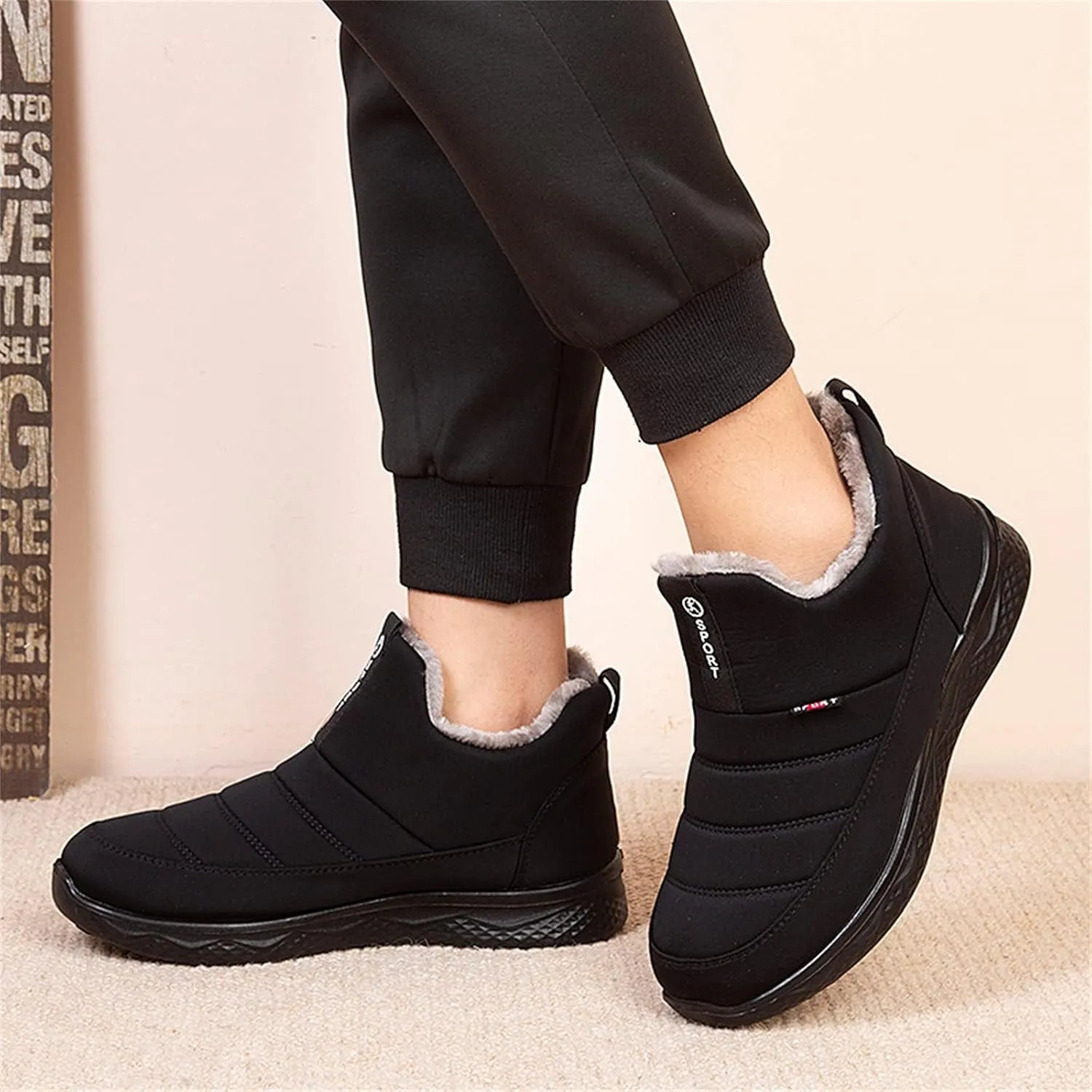 Women's Wide Snow Boots Waterproof Insulated Womens Slouched Boots Winter Knee High Fall Wide Calf Flat Cuff Shoes Womens Winter Boots White Womens Brown Winter Boots Size 11 Botas Para El Frio