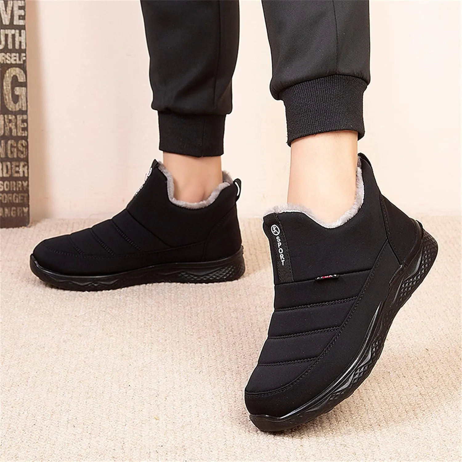 Women's Wide Snow Boots Waterproof Insulated Womens Slouched Boots Winter Knee High Fall Wide Calf Flat Cuff Shoes Womens Winter Boots White Womens Brown Winter Boots Size 11 Botas Para El Frio