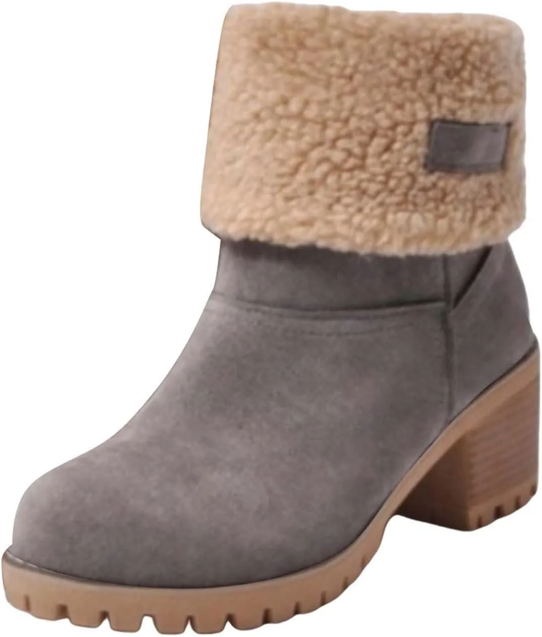 Womens Wide Winter Warm Snow Boots Weather Comfortable And Womens Boots Wide Calf Plush Lined Walking Shoes (Grey, 6.5)