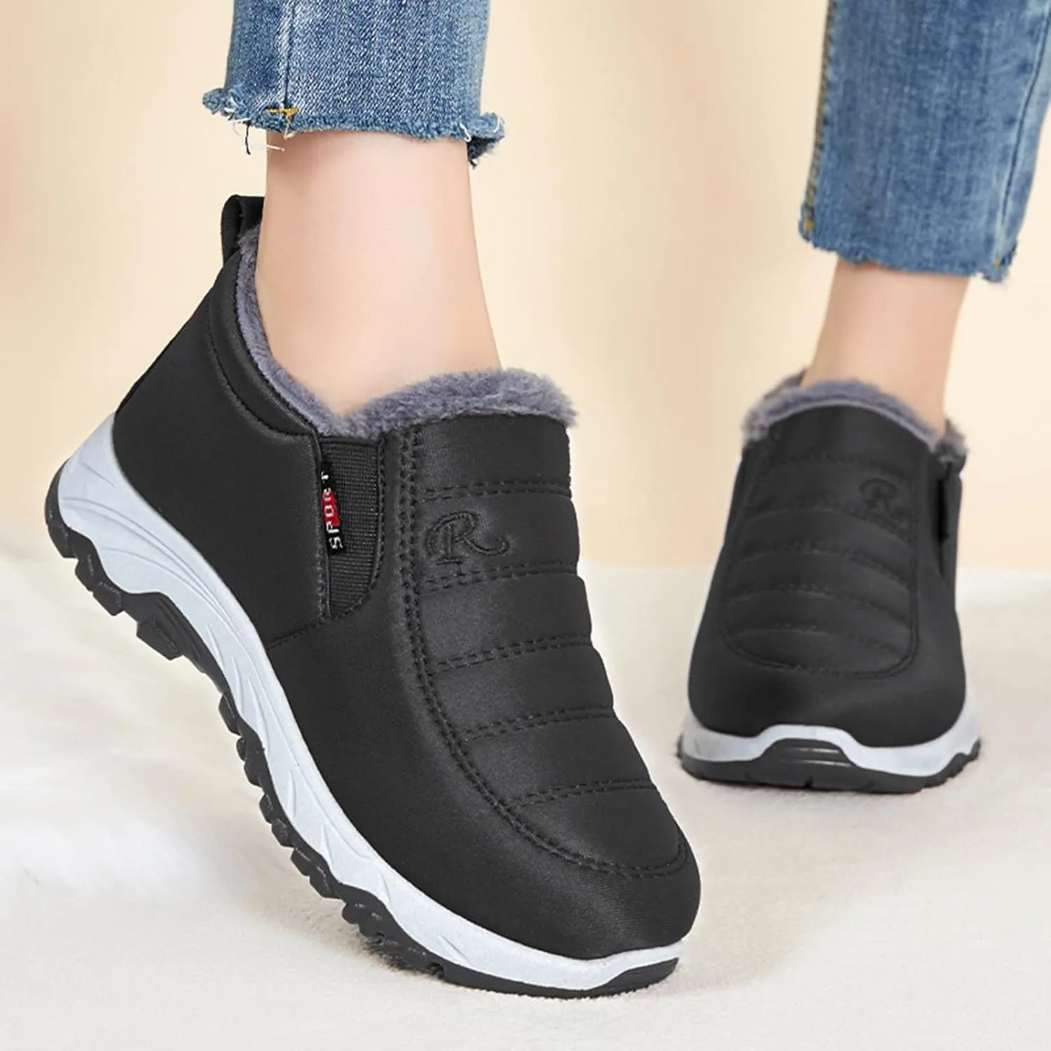 Womens Winter Snow Boots Waterproof Fuzzy Boots Warm Sneaker Boots Lightweight Hiking Boot Womens Winter Shoes