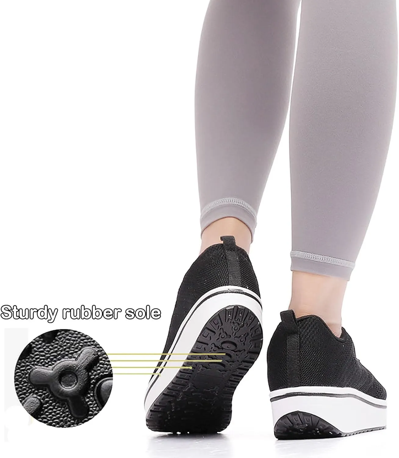 WUIWUIYU Womens Outdoor Casual Wedge Platform Mesh Lace-Up Sport Athletic Rocker Shoes Trainers Sneakers