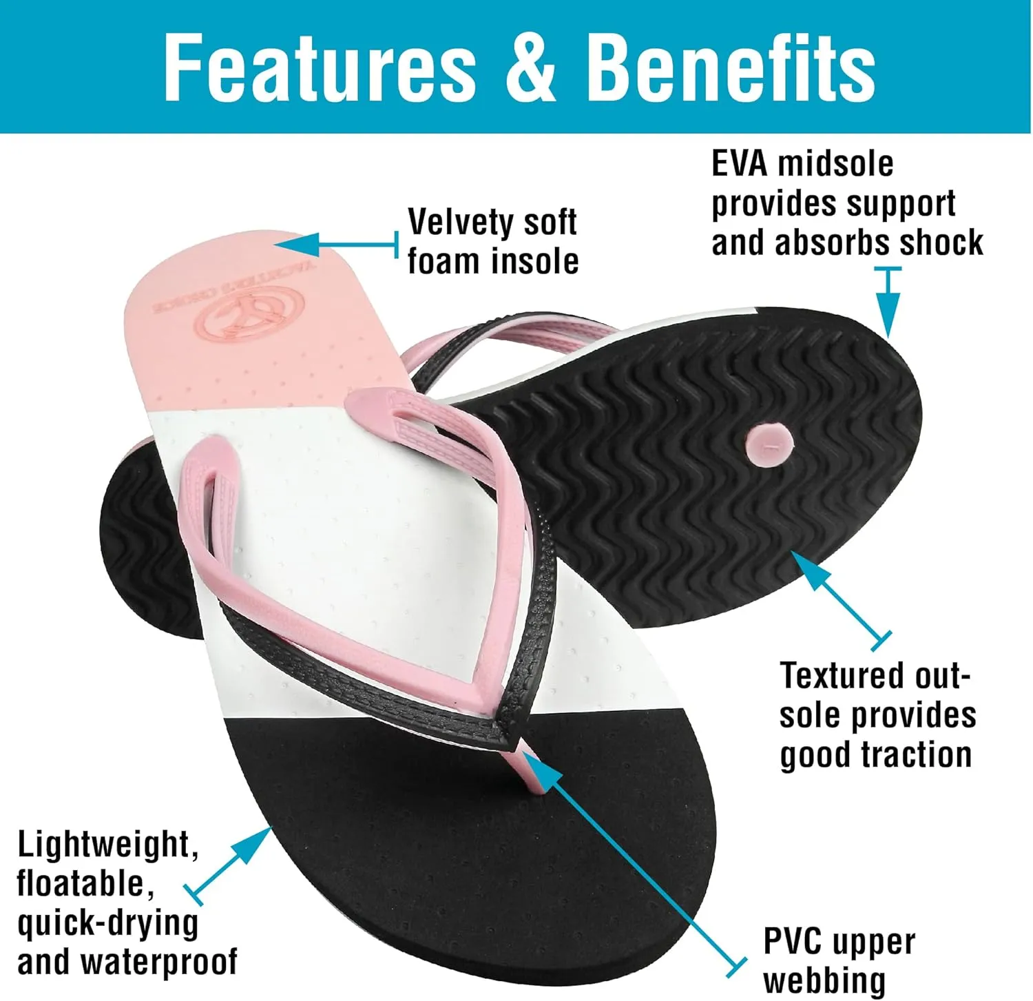 Yachter's Choice Women's Classic Sandals, Multi-layer Construction, Lightweight and Floatable Flip Flops, Quick-Drying and Waterproof