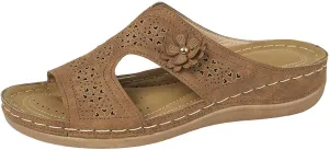 ZSpzx Womens Orthotic Slides Sandals Dressy Summer Orthopedic Slides with Arch Support Chunky Bottom Sandals Vintage Open Toe Flower Flat Comfortable Walking Thong Sandals