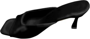 ZSpzx Women's Square Open Toe Heels Sandals Low Block Stiletto Heeled Sandal Slip on Mules Comfortable Casual Dress Sexy Shoes for Women Dressy Summer Slides Slippers for Work Party Wedding